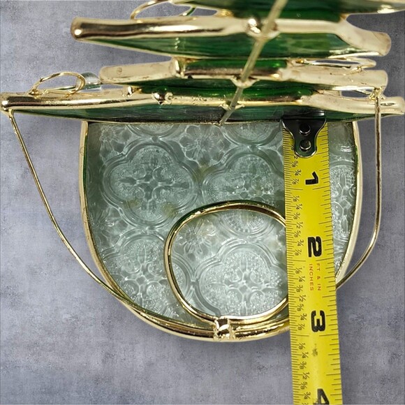 Vintage Stained Glass Christmas Tree Tea Light Candle Holder 7" Holiday Decor - Picture 12 of 12